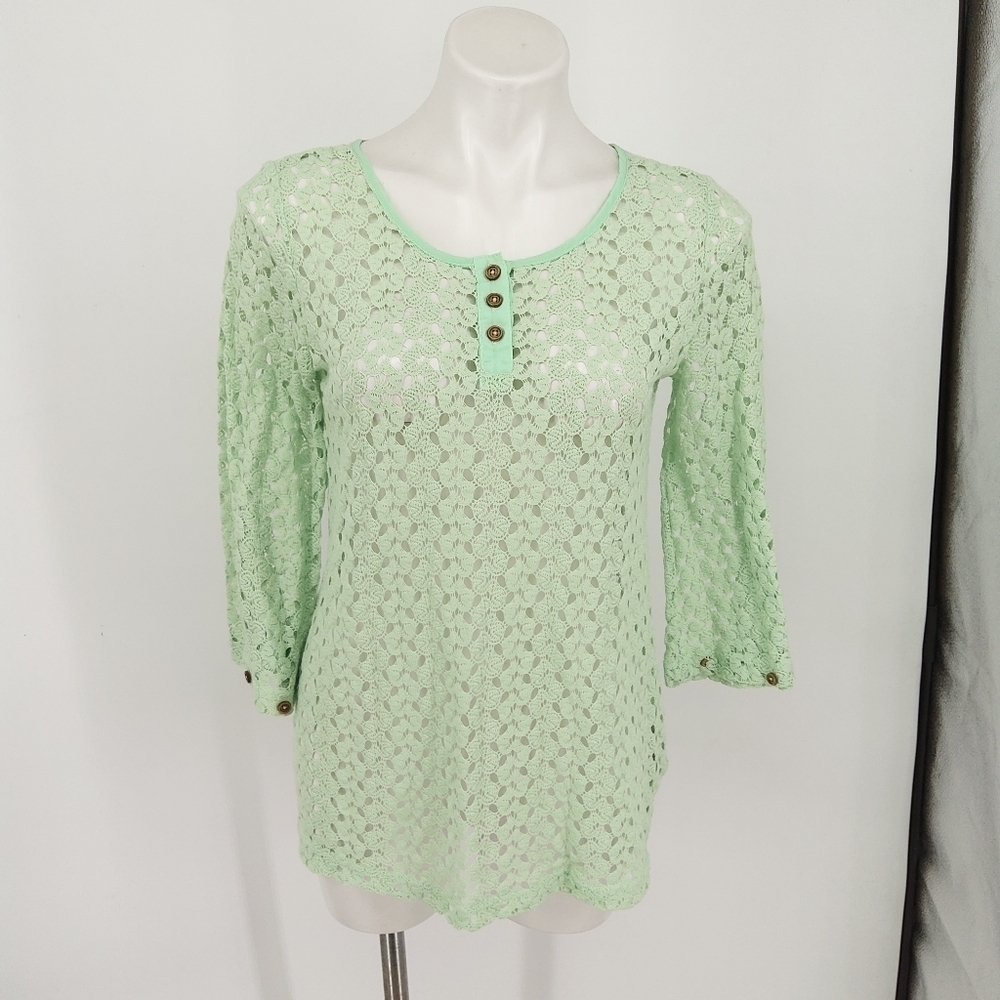 SIMPLY NOELLE SMALL MINT GREEN LOOSE KNIT SUMMER TOP